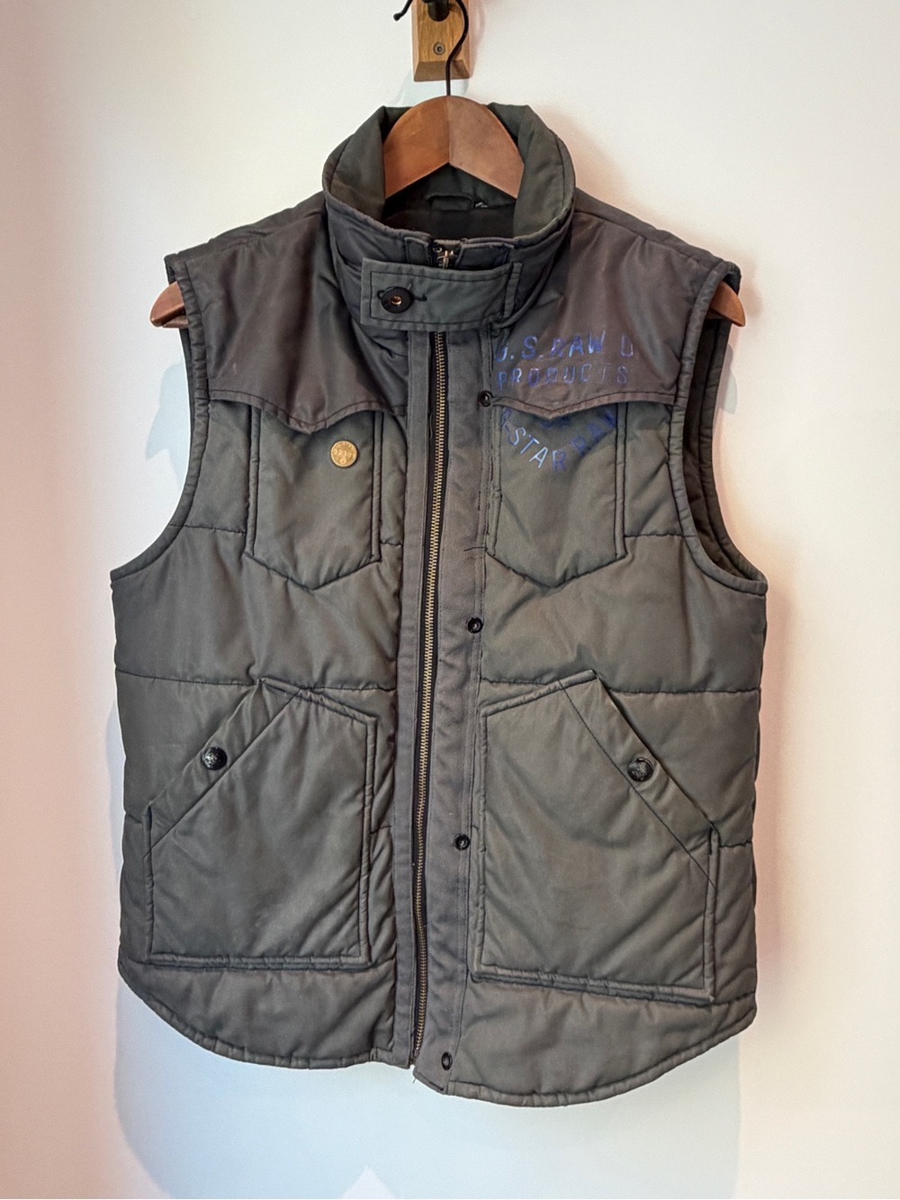 G-Star Quilted Puffer Vest in Grey